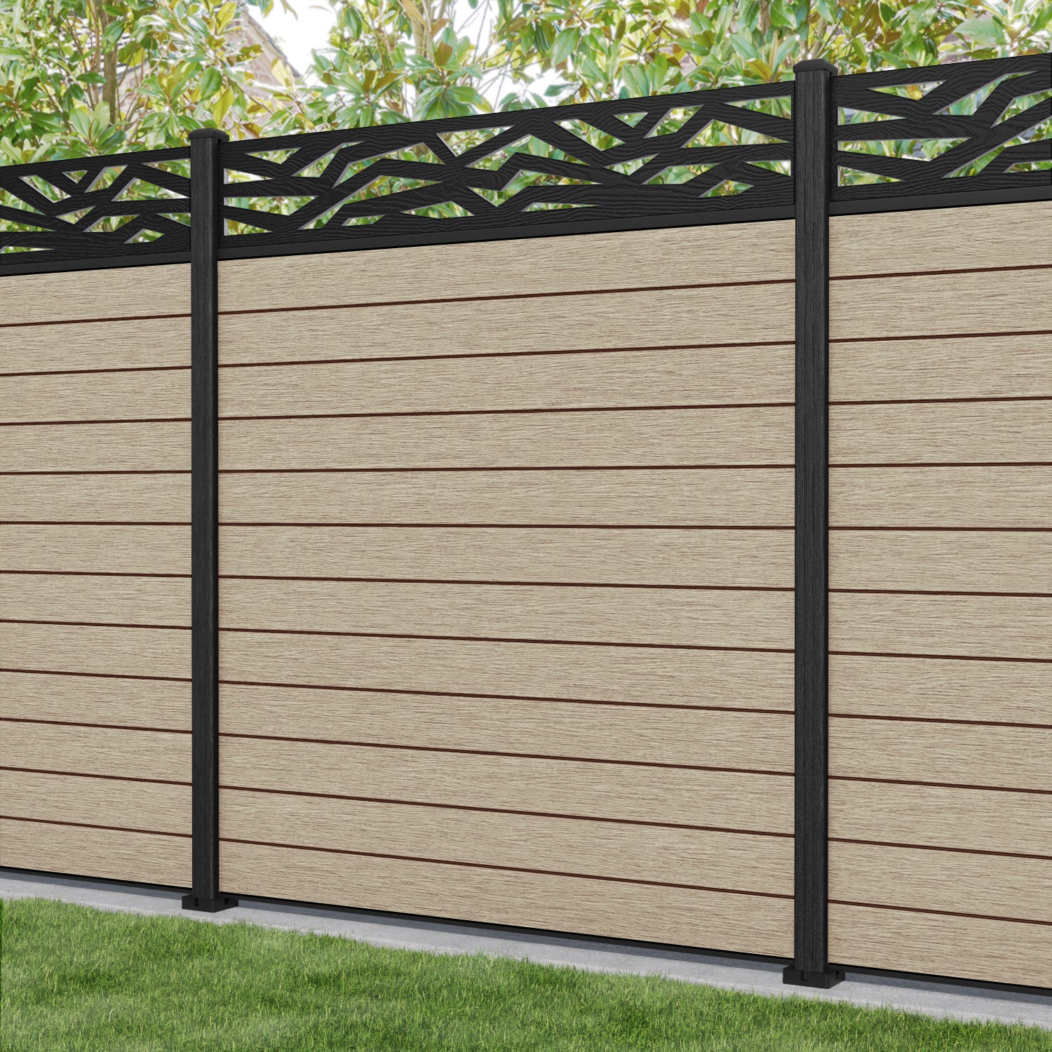 Fusion Zenith Fence Panel - Light Oak - with our composite posts