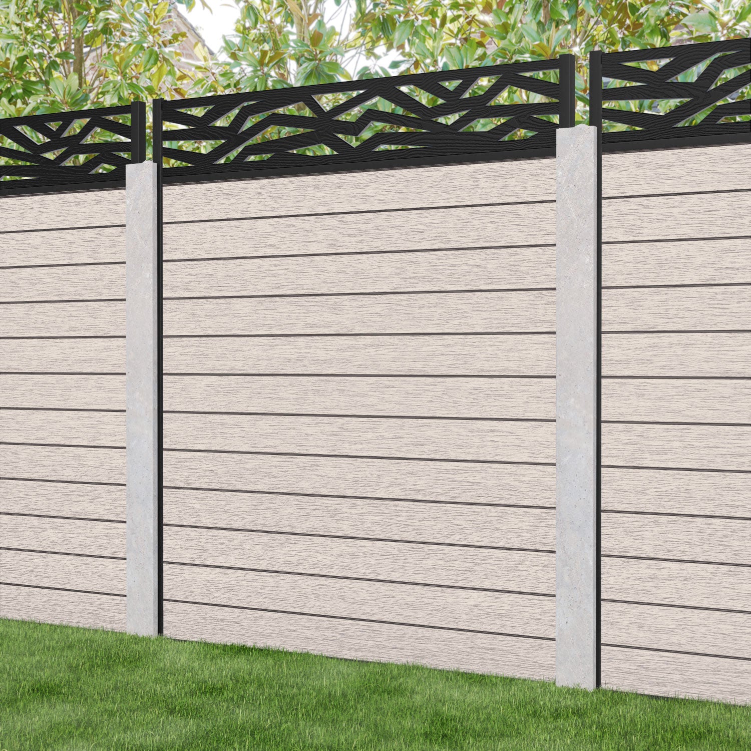 Fusion Zenith Fence Panel - Mid Stone - for existing concrete posts