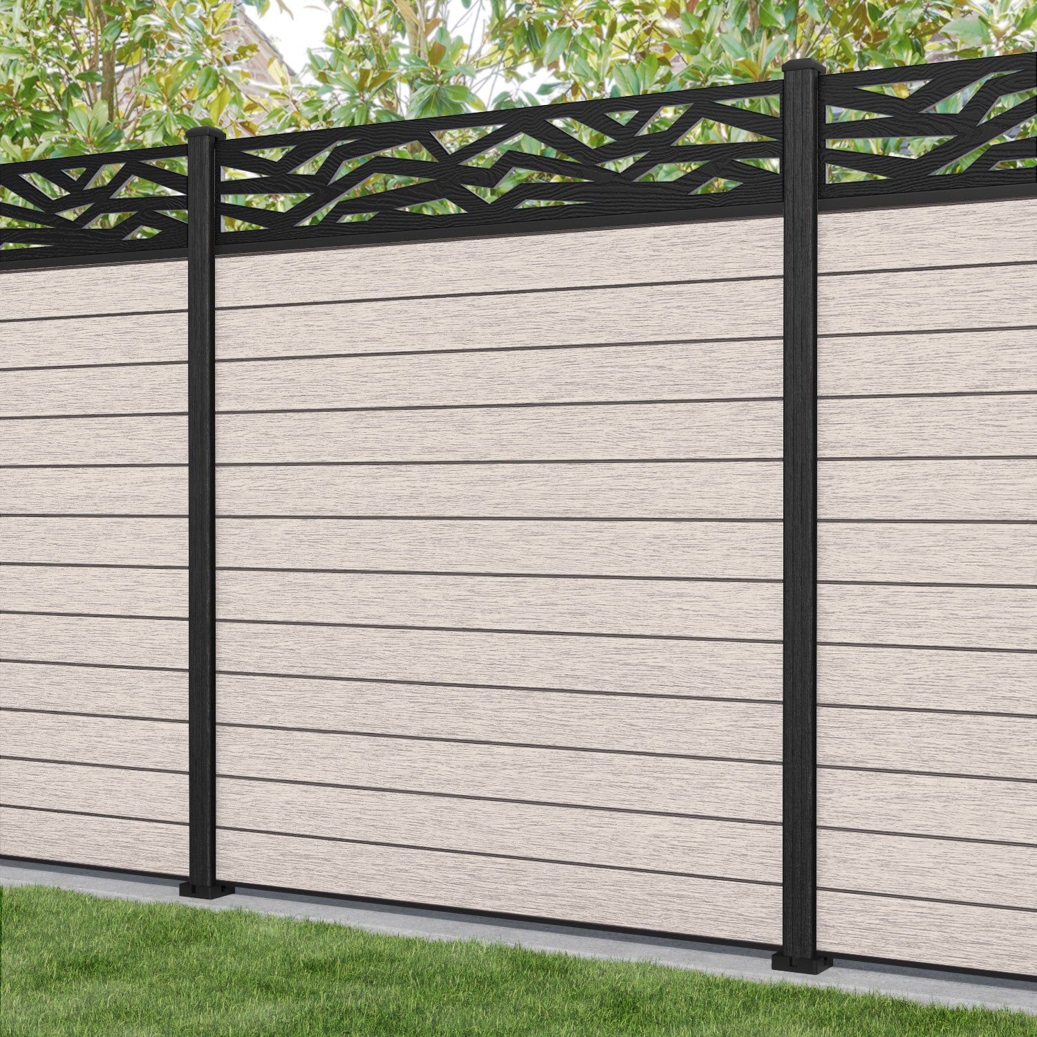 Fusion Zenith Fence Panel - Mid Stone - with our composite posts