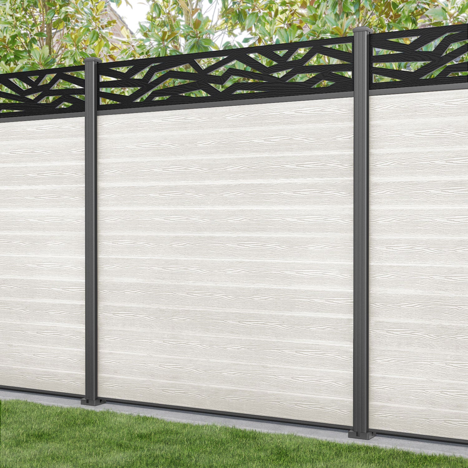 Classic Zenith Fence Panel - Light Stone - with our aluminium posts