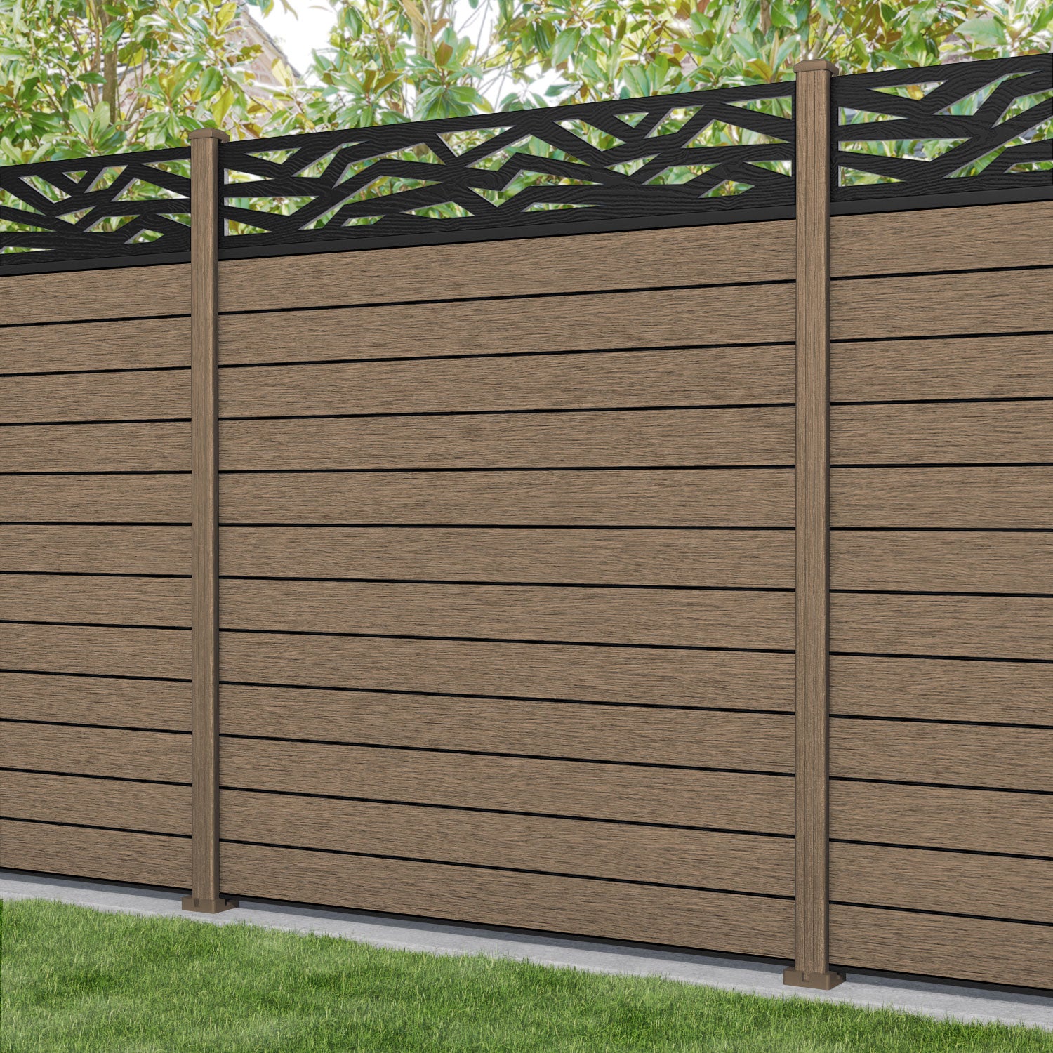 Fusion Zenith Fence Panel - Teak - with our composite posts