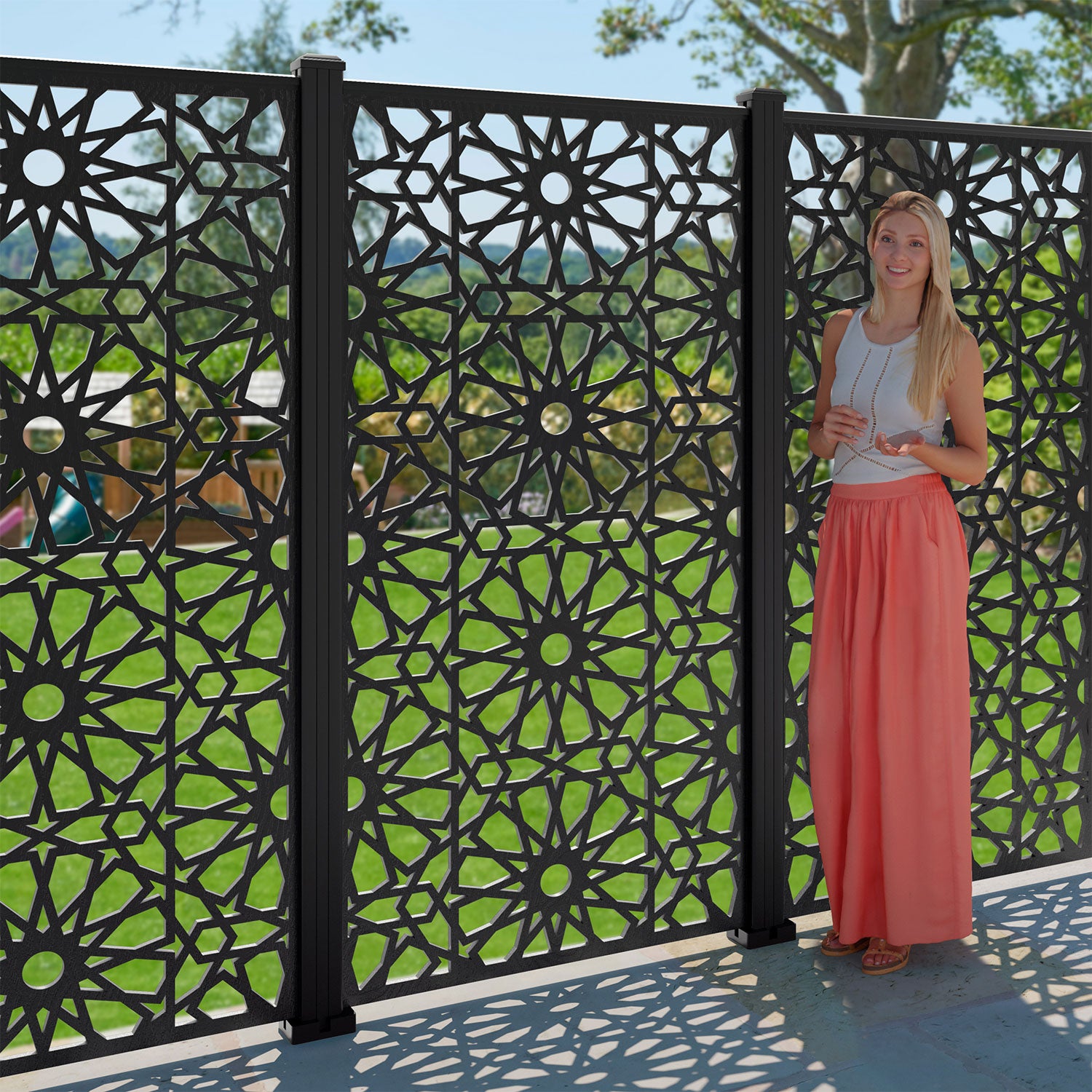 Amina Decorative Fence - 90x180cm - with our aluminium posts