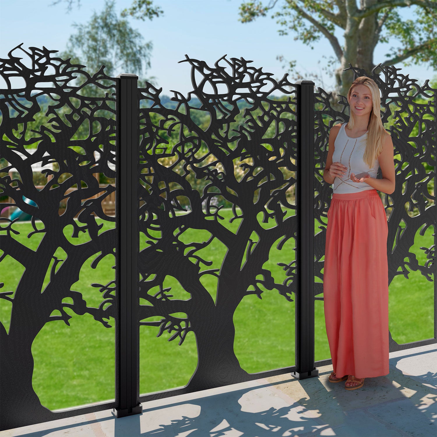 Sherwood Open Decorative Fence - 90x180cm - with our composite posts