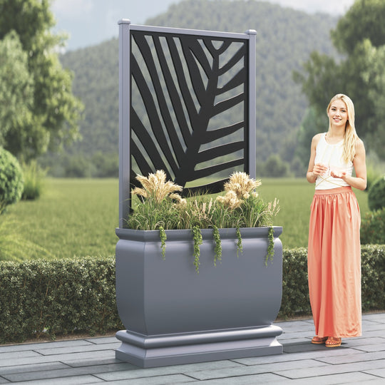 Abbey - Large Tall Planter - Palm Screen