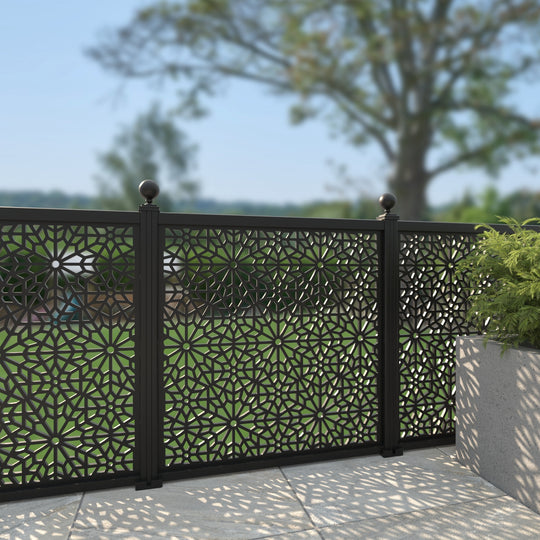 Alnara Aluminium Decorative Fence - 120x120cm - with our aluminium posts