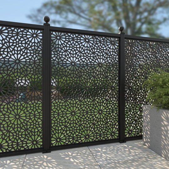 Alnara Aluminium Decorative Fence - 120x180cm - with our aluminium posts