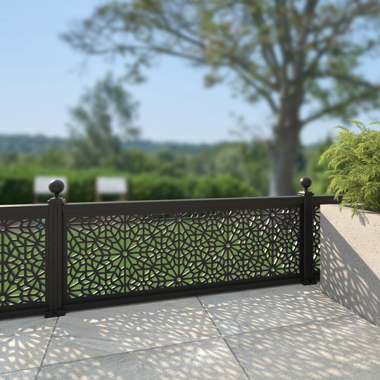 Alnara Aluminium Decorative Fence - 180x60cm - with our aluminium posts