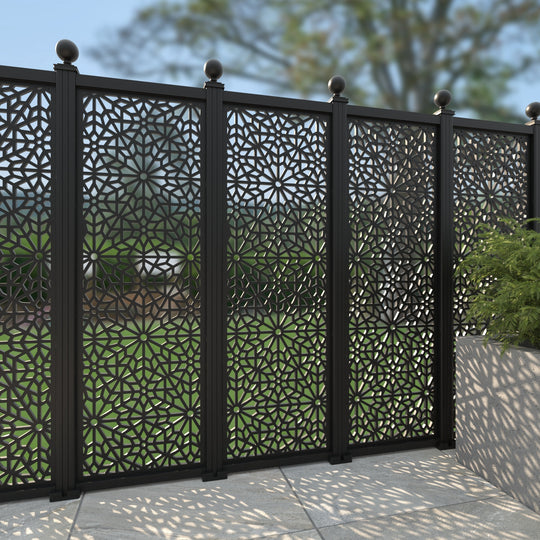 Alnara Aluminium Decorative Fence - 60x180cm - with our aluminium posts