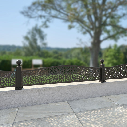 Alnara Decorative Fence - 180x40cm Curved Top - with our aluminium posts