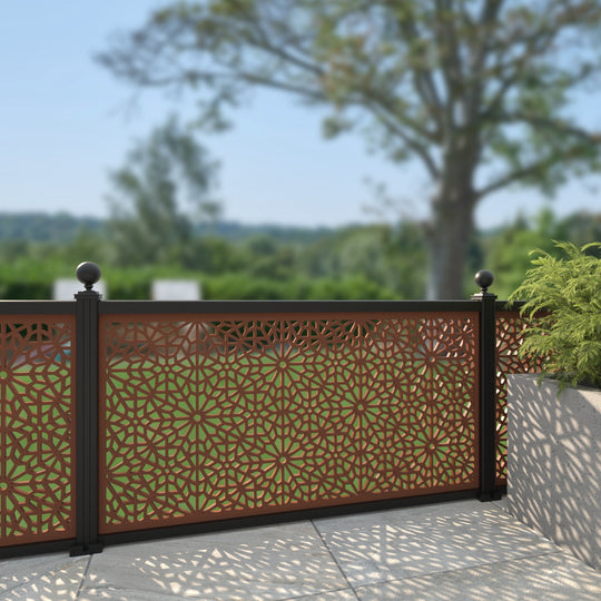Alnara Corten Decorative Fence - 180x90cm - with our aluminium posts