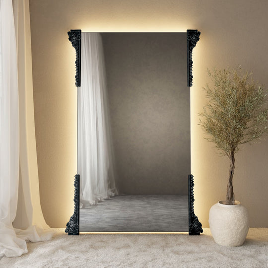 Albert Partial Frame Rectangular Full-Length Leaner Mirror - with LED