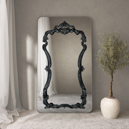 Artisan Frame Within Rounded Rectangle Full-Length Leaner Mirror