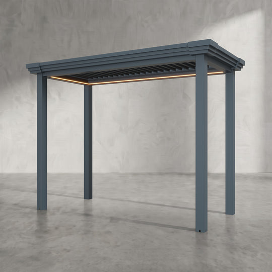 Anthracite 3m x 1.4m Aluminium Pergola with Modern Coving