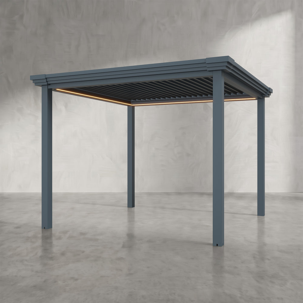 Anthracite 3m x 3m Aluminium Pergola with Modern Coving