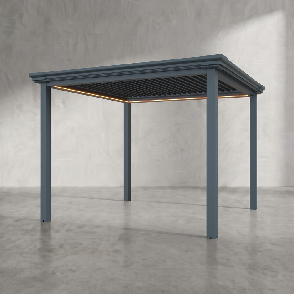 Anthracite 3m x 3m Aluminium Pergola with Traditional Coving