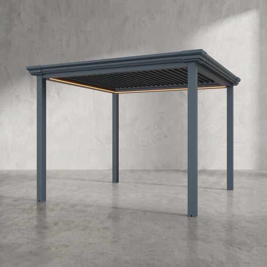 Anthracite 3m x 3m Aluminium Pergola with Traditional Coving