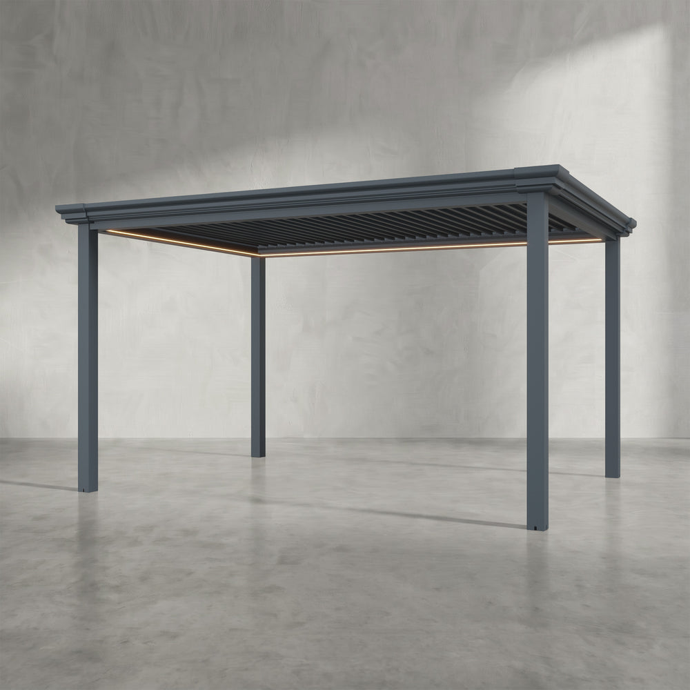 Anthracite 3m x 4m Aluminium Pergola with Traditional Coving
