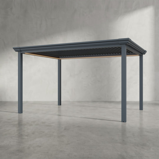 Anthracite 3m x 4m Aluminium Pergola with Traditional Coving