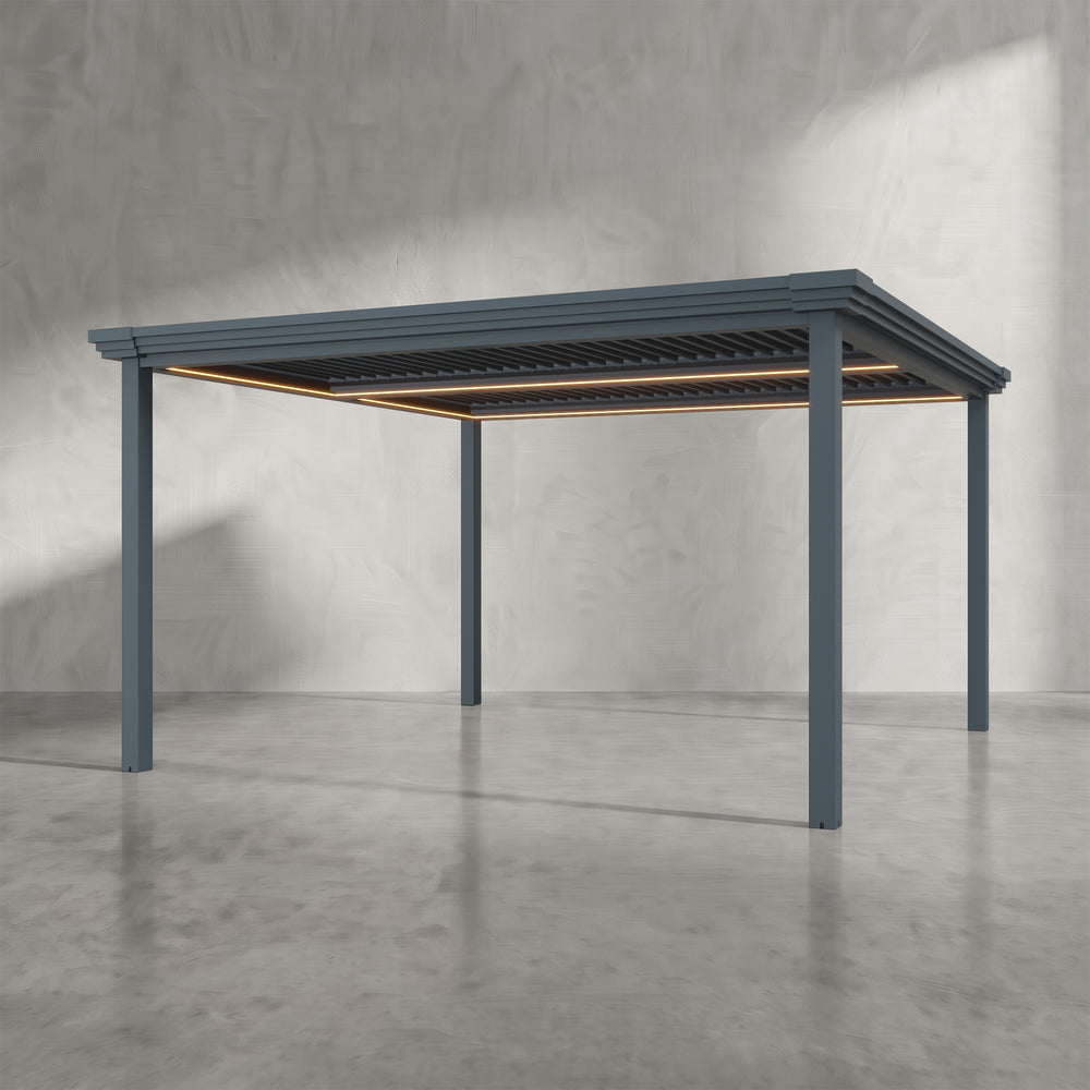 Anthracite 4m x 4m Aluminium Pergola with Modern Coving