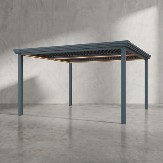 Anthracite 4m x 4m Aluminium Pergola with Modern Coving