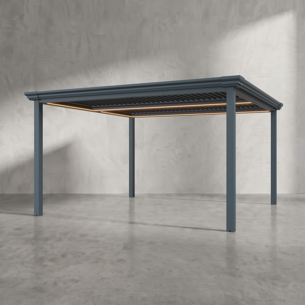 Anthracite 4m x 4m Aluminium Pergola with Traditional Coving