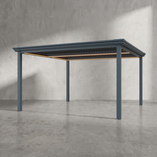 Anthracite 4m x 4m Aluminium Pergola with Traditional Coving