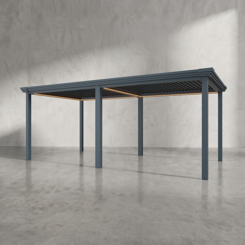 Anthracite 6m x 3m Aluminium Pergola with Modern Coving