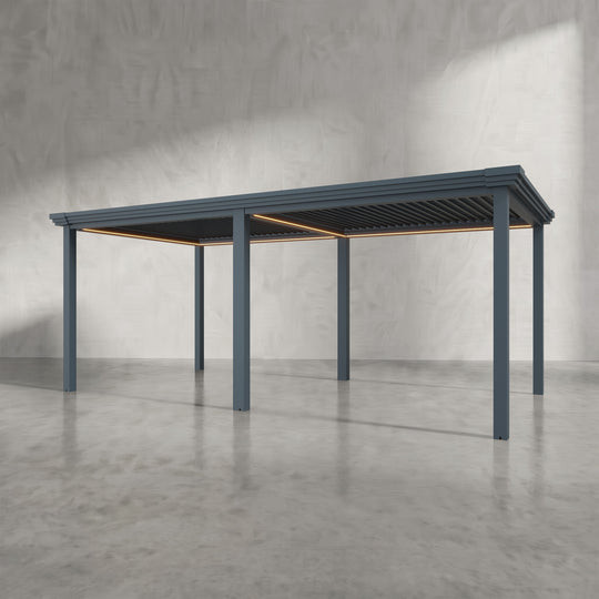 Anthracite 6m x 3m Aluminium Pergola with Modern Coving