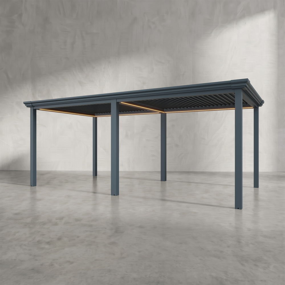 Anthracite 6m x 3m Aluminium Pergola with Traditional Coving
