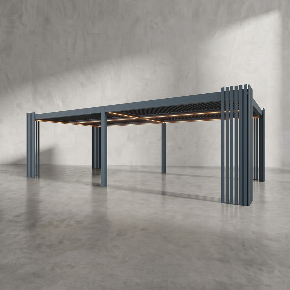 Anthracite 8m x 4m Aluminium Pergola with Corner Slat Battens