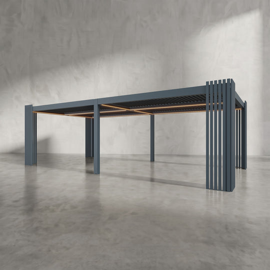 Anthracite 8m x 4m Aluminium Pergola with Corner Slat Battens