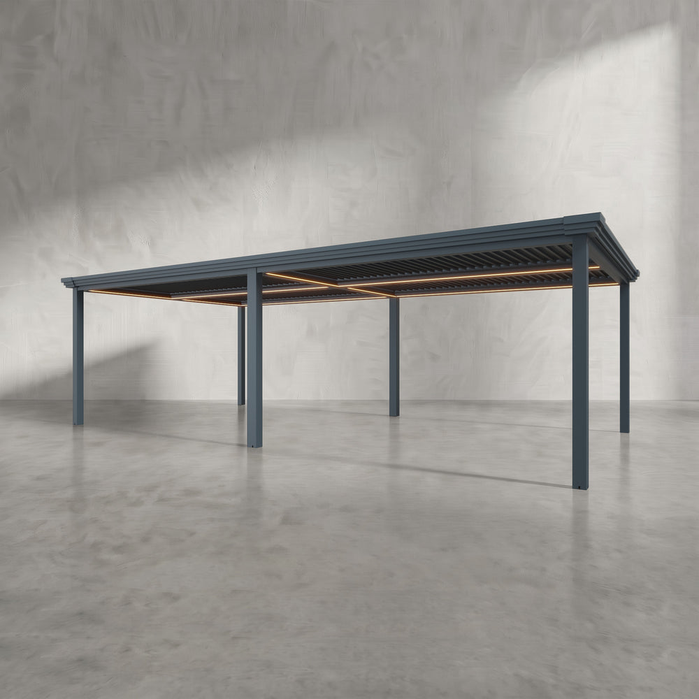 Anthracite 8m x 4m Aluminium Pergola with Modern Coving