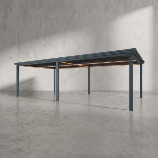 Anthracite 8m x 4m Aluminium Pergola with Modern Coving