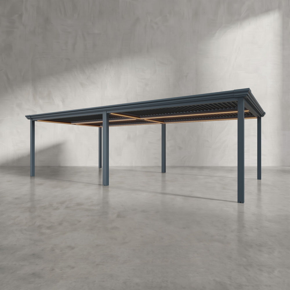 Anthracite 8m x 4m Aluminium Pergola with Traditional Coving