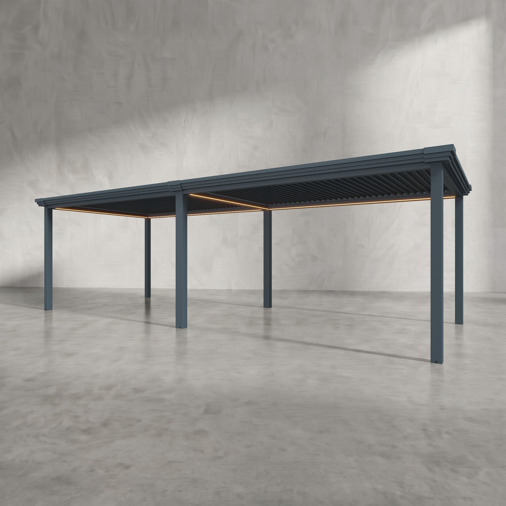 Anthracite 8m x 3m Aluminium Pergola with Modern Coving