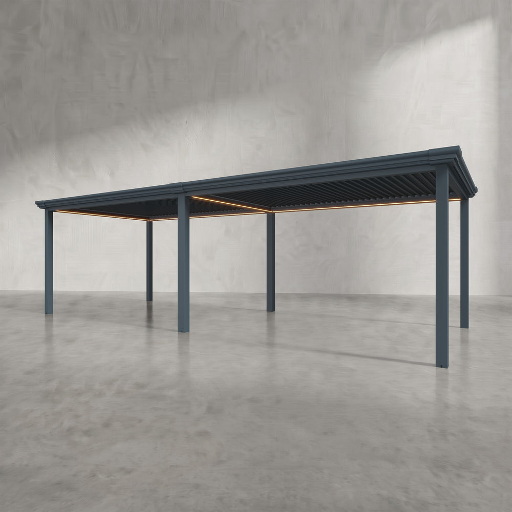 Anthracite 8m x 3m Aluminium Pergola with Traditional Coving