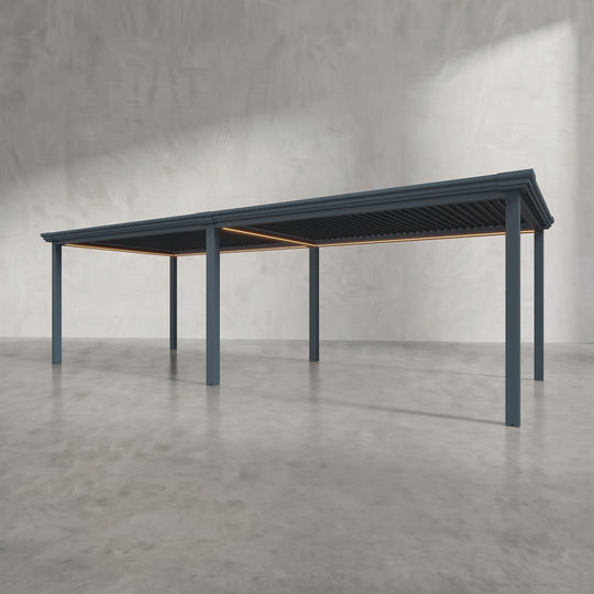 Anthracite 8m x 3m Aluminium Pergola with Traditional Coving