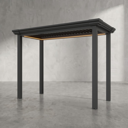 Black 3m x 1.4m Aluminium Pergola with Traditional Coving