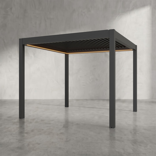 Black 3m x 3m Aluminium Pergola