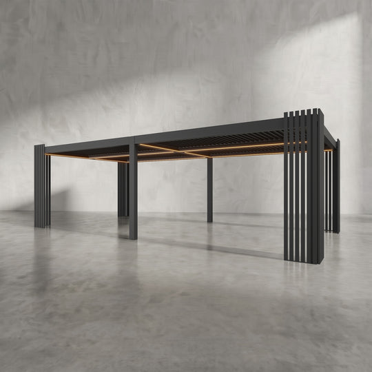 Black 8m x 4m Aluminium Pergola with Corner Slat Battens