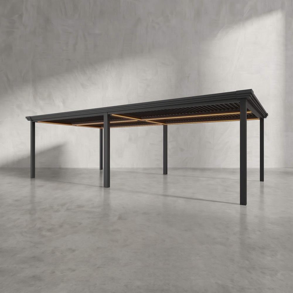 Black 8m x 4m Aluminium Pergola with Modern Coving