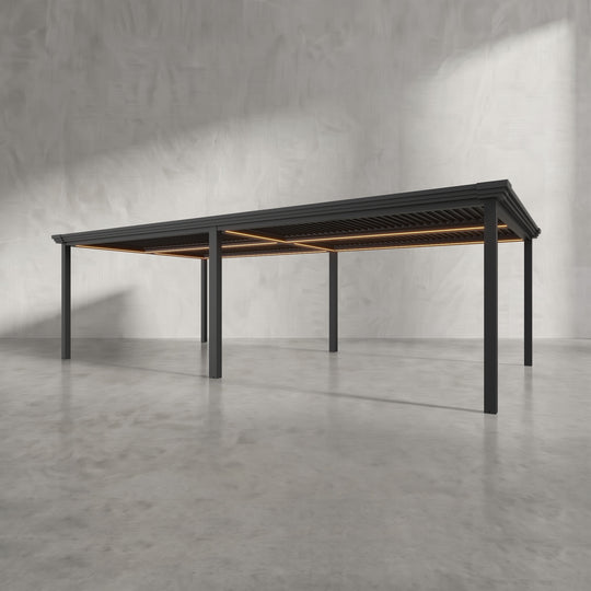 Black 8m x 4m Aluminium Pergola with Modern Coving