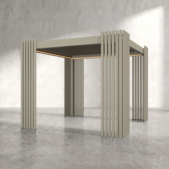 Latte 3m x 3m Aluminium Pergola with Corner Slat Battens
