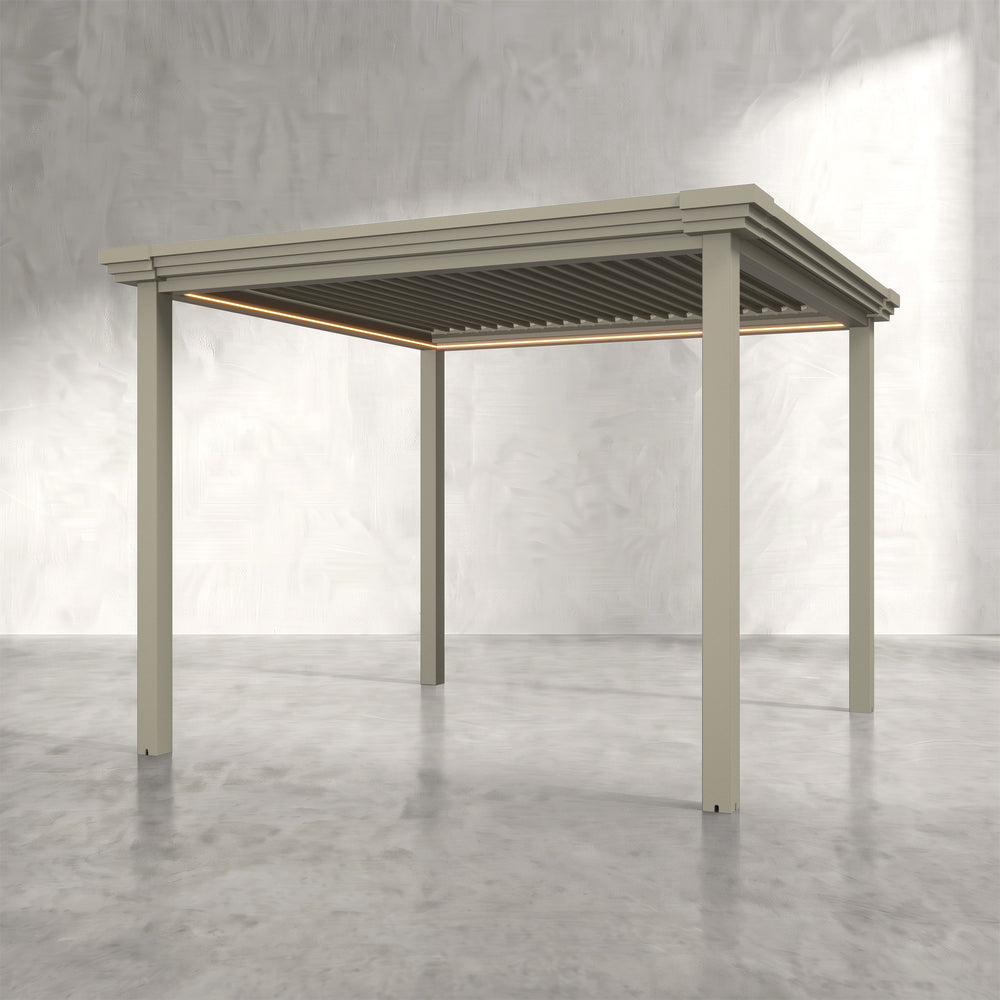 Latte 3m x 3m Aluminium Pergola with Modern Coving