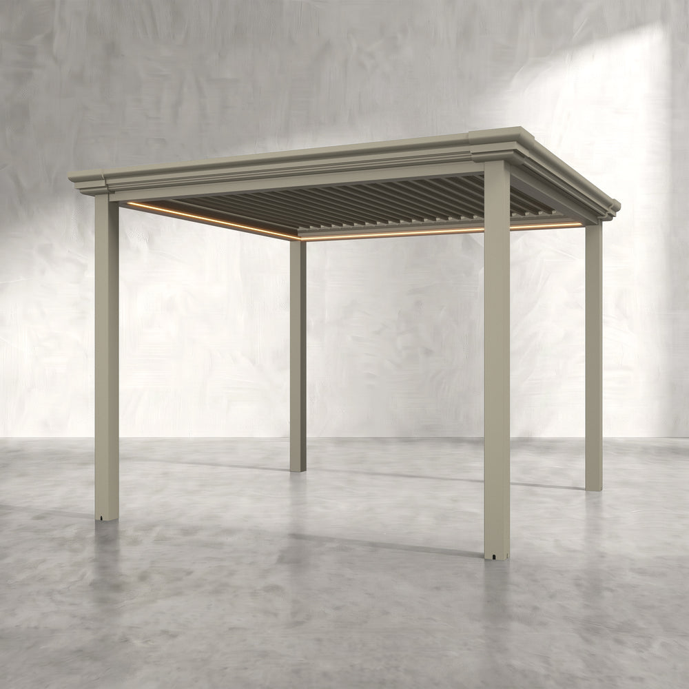 Latte 3m x 3m Aluminium Pergola with Traditional Coving