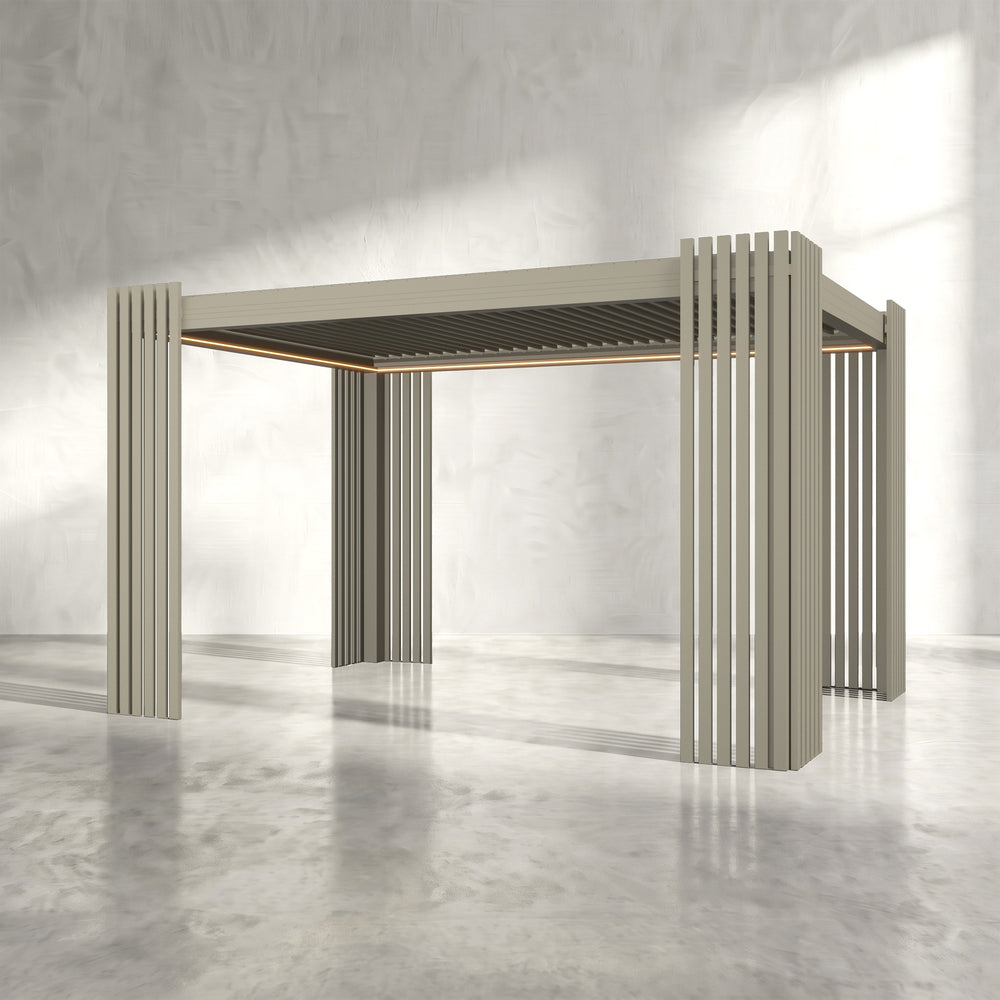 Latte 3m x 4m Aluminium Pergola with Corner Slat Battens