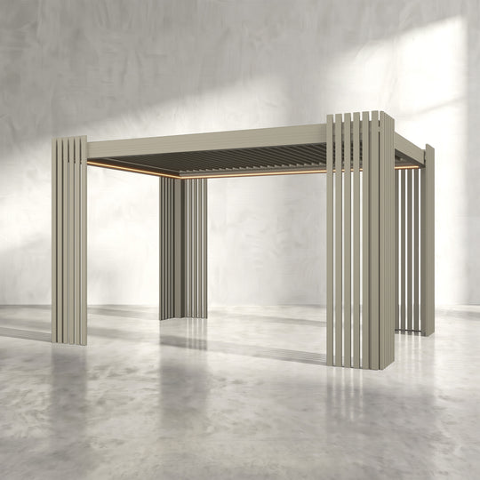 Latte 3m x 4m Aluminium Pergola with Corner Slat Battens