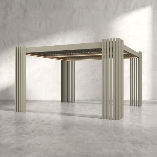 Latte 4m x 4m Aluminium Pergola with Corner Slat Battens