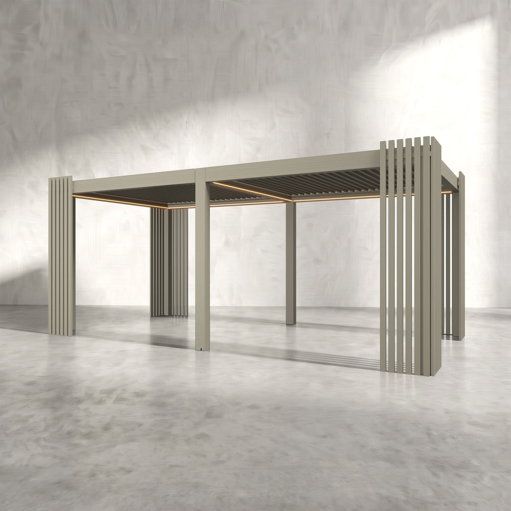 Latte 6m x 3m Aluminium Pergola with Corner Slat Battens
