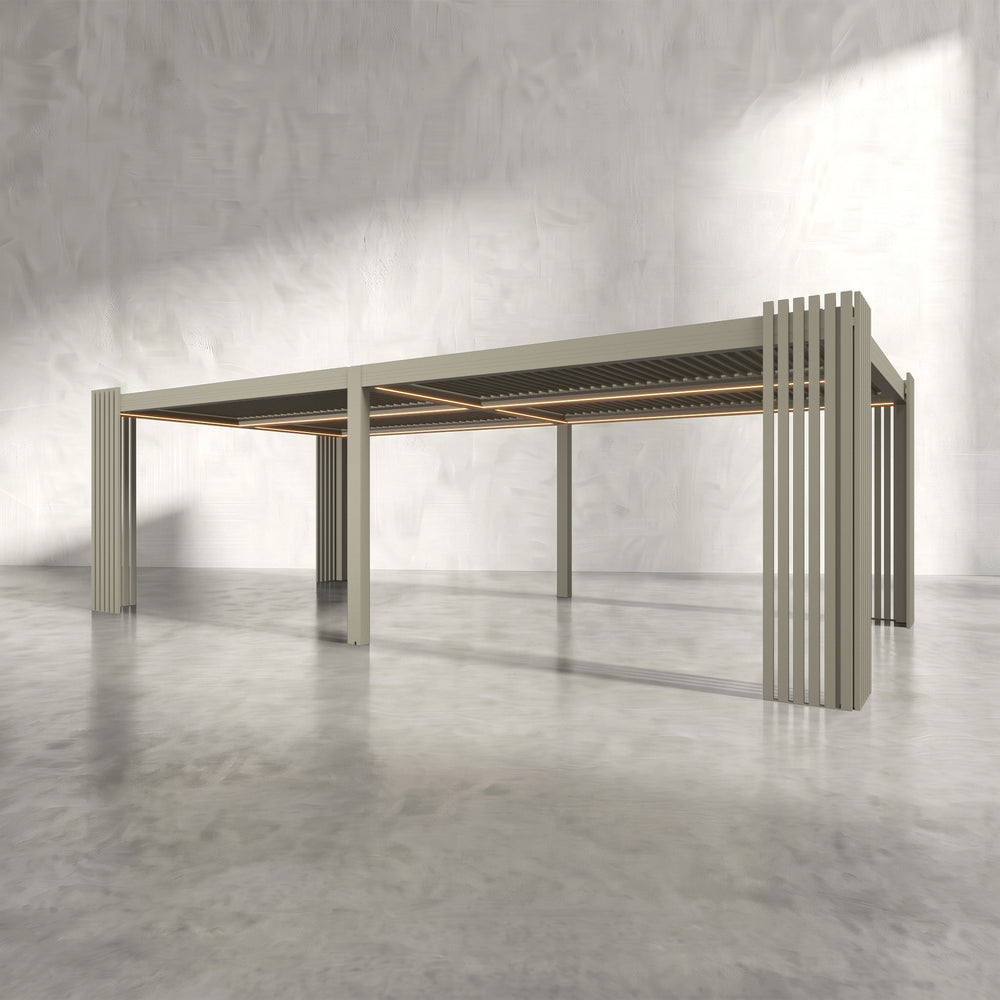 Latte 8m x 4m Aluminium Pergola with Corner Slat Battens